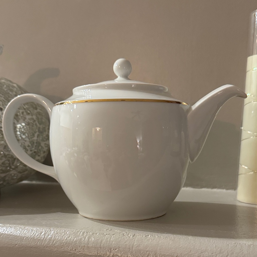 Vintage white & gold Fine China Teapot